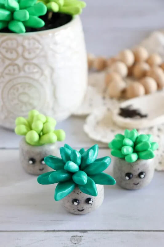 Adorable Mini Succulent Craft Idea With Polymer Clay