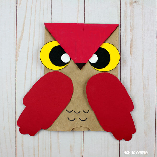 Adorable Owl Crafting Idea For KIndergartners Using Paper Bag