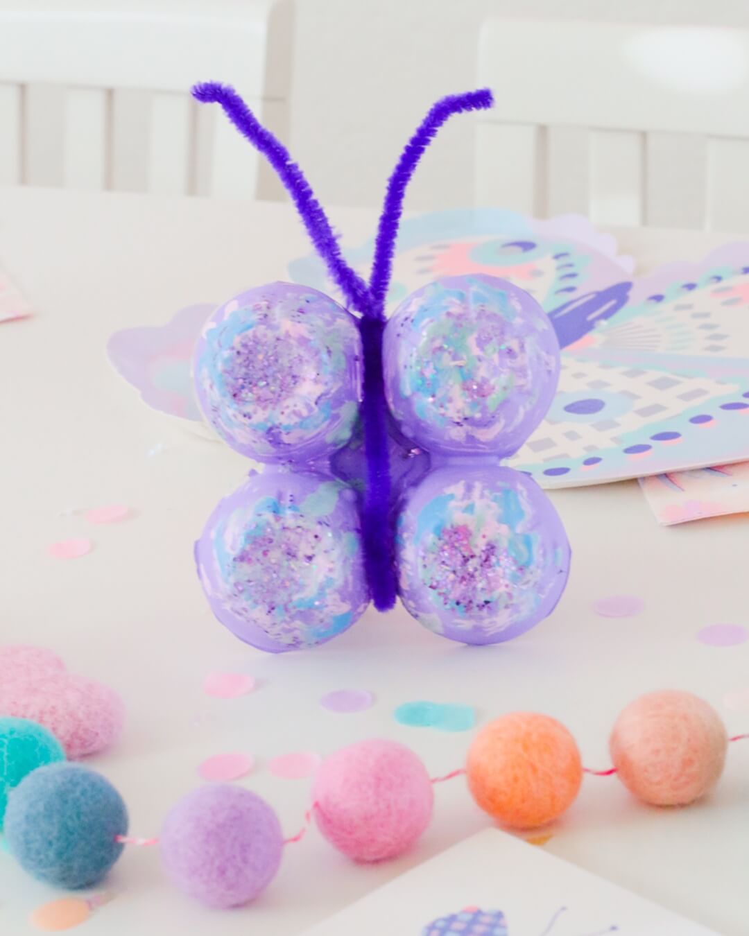 Adorable Plastic Egg Carton Butterfly Craft Idea