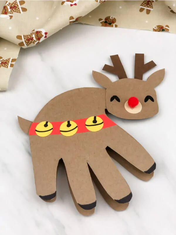Adorable Reindeer Paper Card Idea For KidsDIY Winter Handprint & Footprint Craft Ideas For Kindergartners 