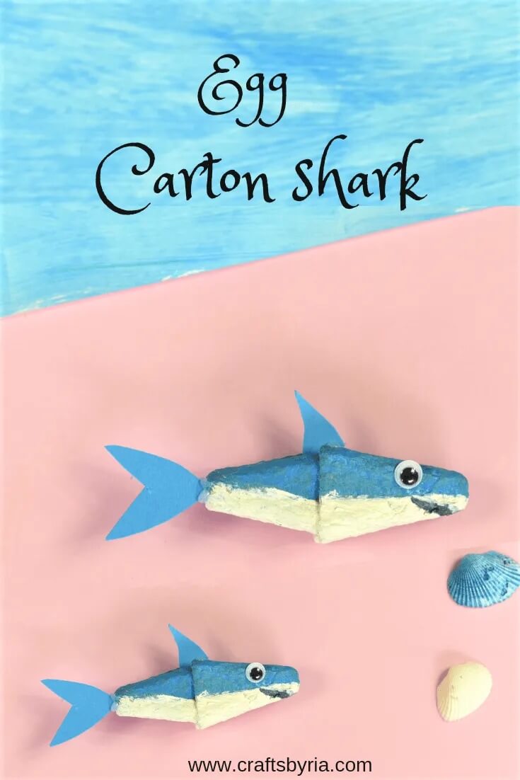 Adorable Shark Crafting Idea For Kid With Egg Carton Ocean Animal Egg Carton Crafts