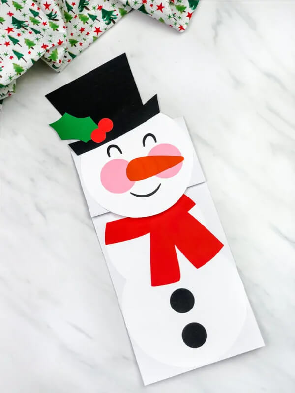 Adorable Snowman Craft Idea Using Construction Paper & Paper BagWinter Crafts With Construction Paper