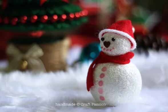 Adorable Snowman Ornament Craft Using Styrofoam Balls