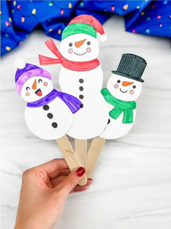 Adorable Snowman Puppet Craft Using Construction PaperWinter Crafts With Construction Paper