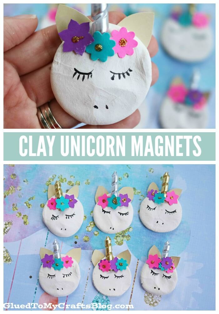 Adorable Unicorn Clay Magnet Craft Idea