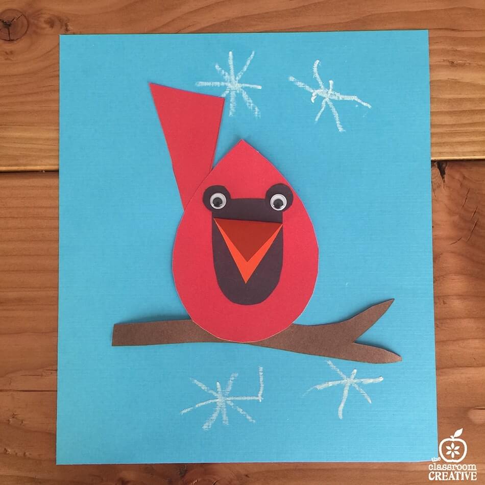 Adorable Wintery Cardinal Paper Craft For Kids Cardinal Craft For Kids