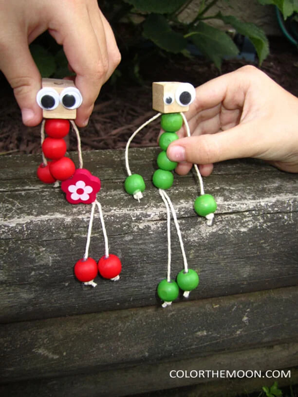 Adorable Wooden Beads Doll Craft Using Googly Eyes & Pipe Cleaners Wooden Beads Doll Craft Ideas