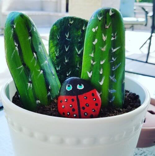 Amazing Cactus Rock Painting DIY Craft For Garden Decor