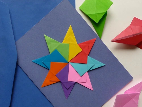 Amazing Multicolour Origami Star Card Ideas for KidsDIY Origami Card Ideas for Kids