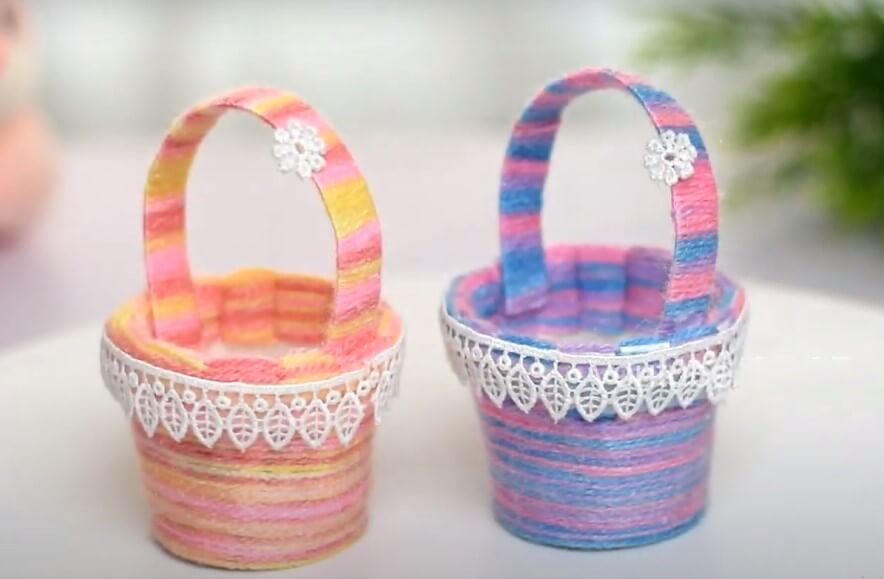 Fabulous Yarn And Paper Cup Basket Craft For Kids Yarn Paper Cup Craft & Activities