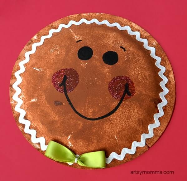Amazing Paper Plate Ginger Bread Sponge Painting Christmas Craft For Toddlers
