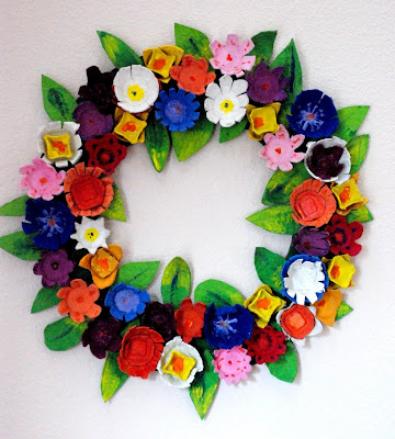 Amazing Wall Decorative Egg Carton Flower Wreath Idea Egg Carton Flower Crafts