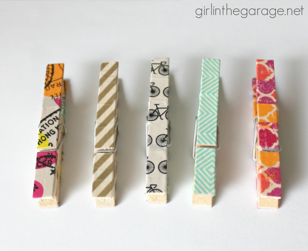 Amazing Washi Tape Pattern Decoration Idea For Clothespin Crafts