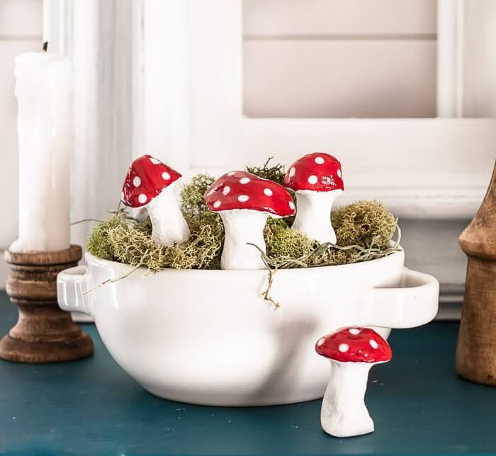 Artificial Mushroom Ornament Craft Using Air Dry Clay