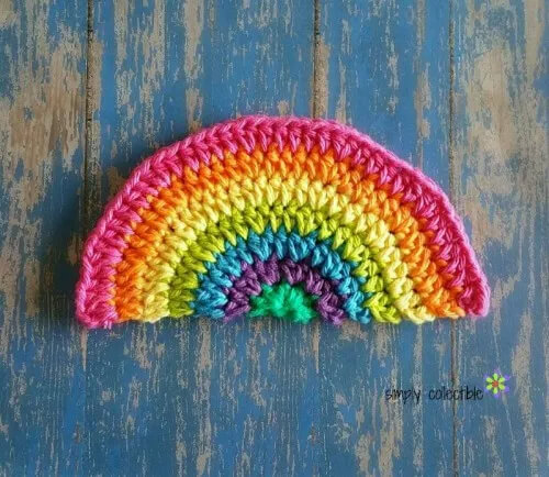 Attractive Rainbow Dishcloth Made From Crochet