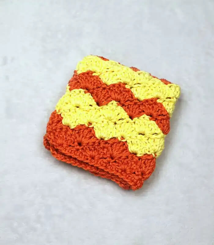 Attractive Striped Shell Stitch Washcloth For Your Kitchen