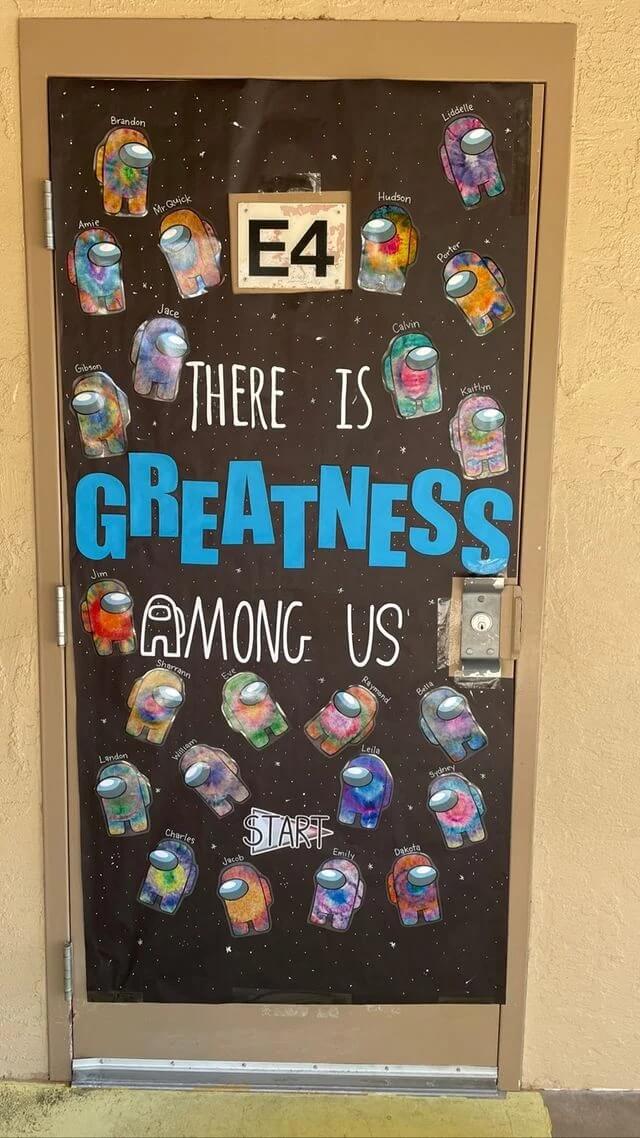 Awesome Among Us Game Theme Classroom Door Decor Idea