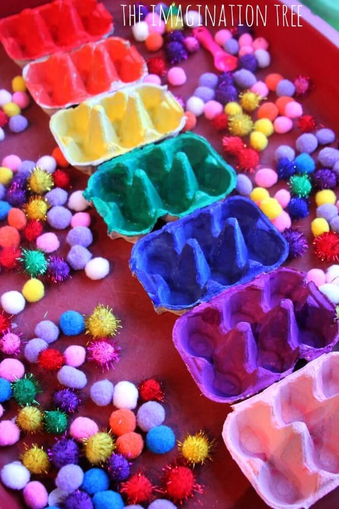 Awesome Color Sorting Activity Idea Using Colorful Egg Cartons