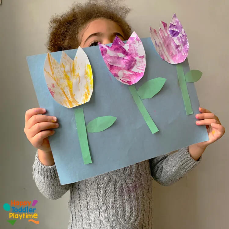 Awesome Foil Printed Tulip Craft For Preschoolers