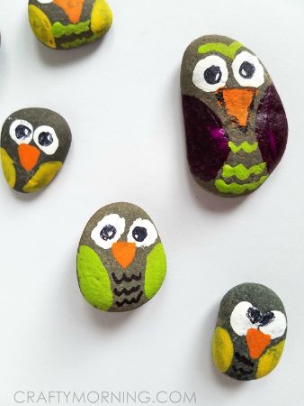 Awesome Owl Art & Craft Idea Using Pebbles Rocks