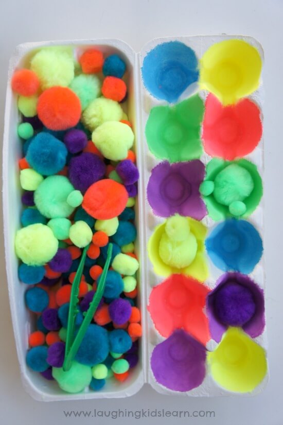 Awesome Pom-Pom Balls Color Sorting Activity Idea