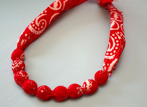 Bandana Red Colour Necklace Craft DIY