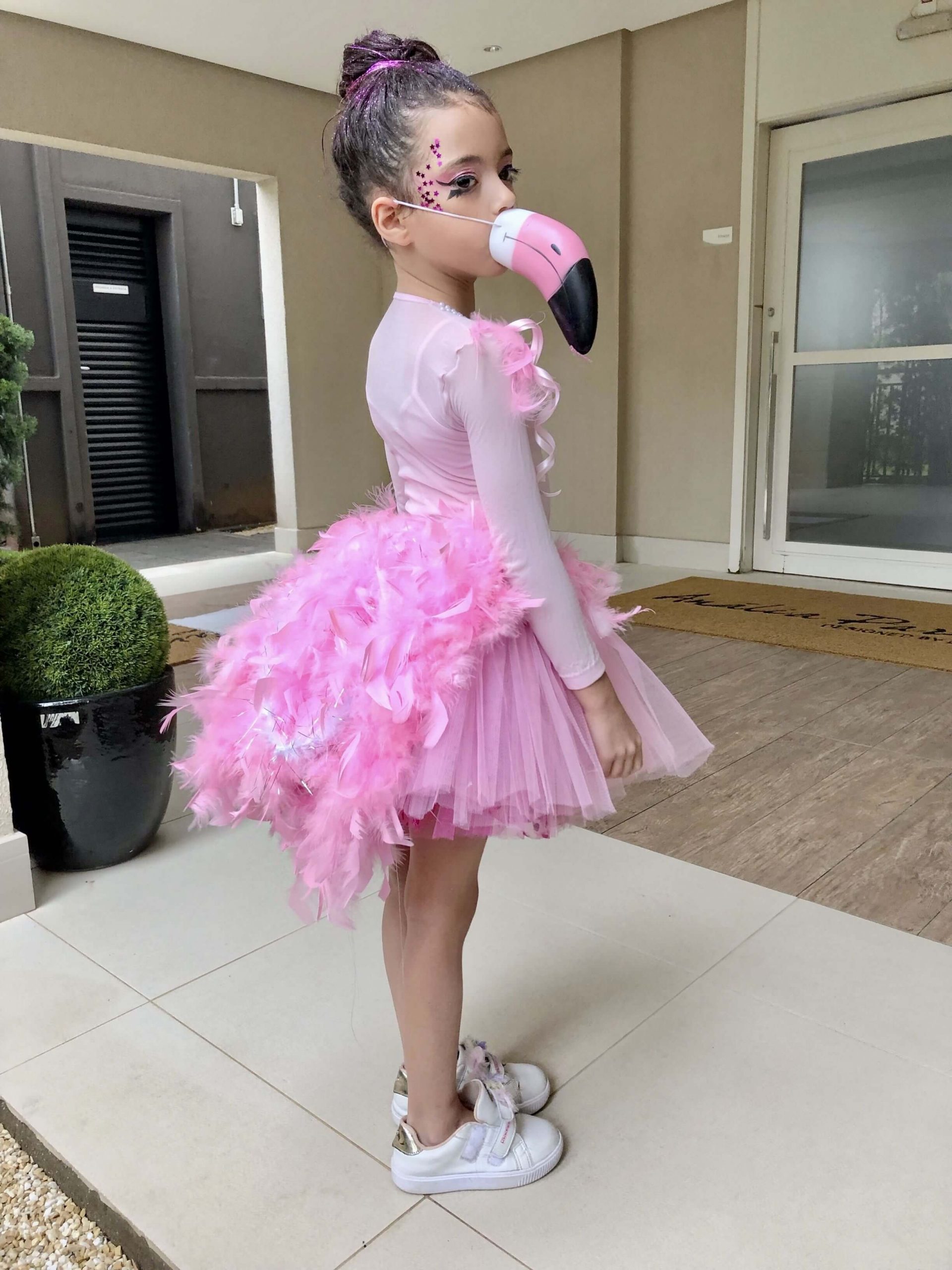 Basic Flamingo Dress For Girls With Beak Mask Flamingo Costume DIY Ideas for Kids 
