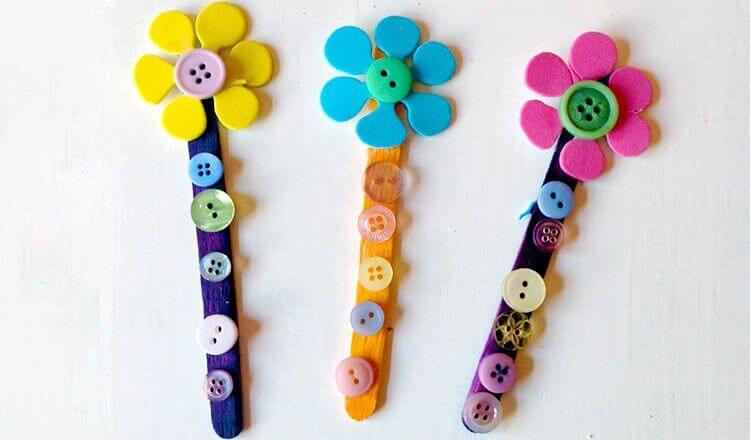 Beautiful Button Bookmark Craft For Kids Using Popsicle Stick Simple &amp; Cute Button Bookmark Craft Tutorial