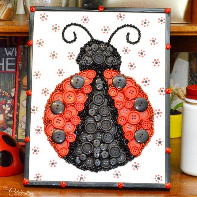 Beautiful Button ladybug Decoration Craft At Home Button Animal Crafts