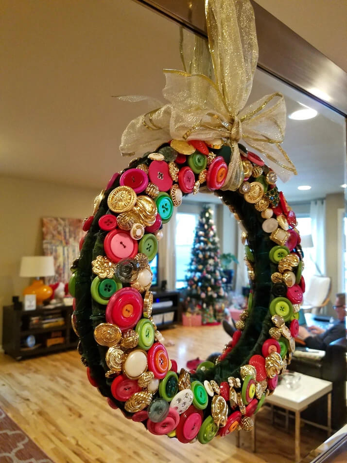 Beautiful Button Wreath Ornament Craft For Christmas Decor
