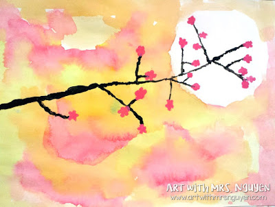 Beautiful Cherry Blossoms Tempera Art Idea For Kids
