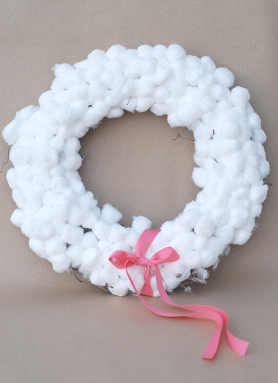 Beautiful Cotton Balls Wreath Craft Idea For Kids