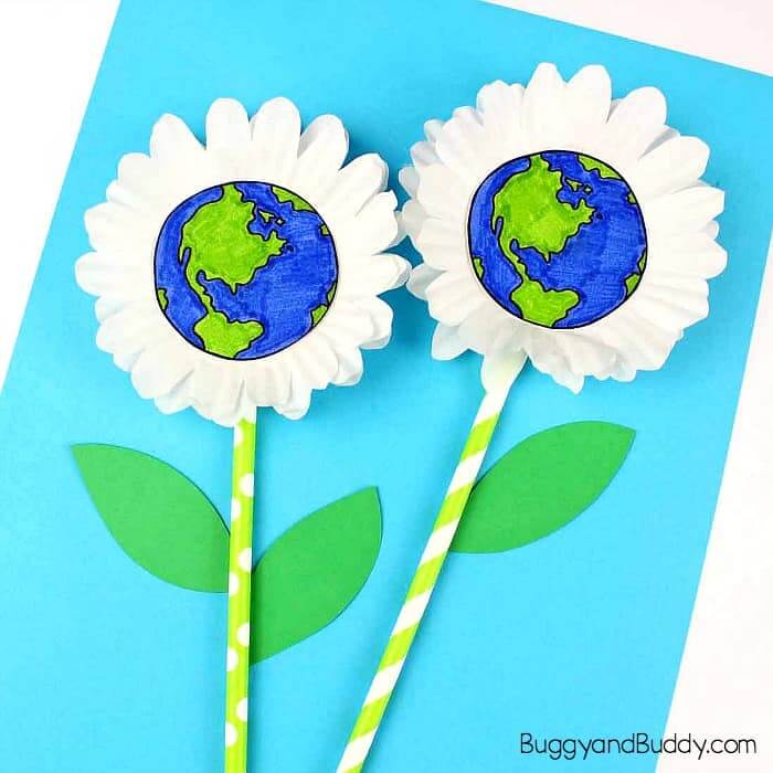 Beautiful Earth Theme Cupcake Liner Daisy Flower Craft For Kids