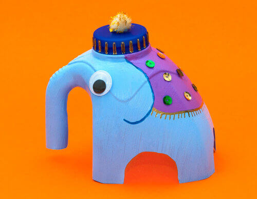 Beautiful Elephant Craft Idea With Using Plastic Milk Carton Milk Carton Animal Crafts 