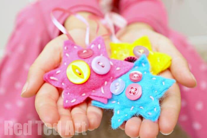 Beautiful Felt Button Ornament Craft Idea For Kids
