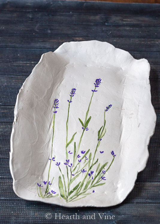Beautiful Floral Painted Air Dry Clay Tray Craft