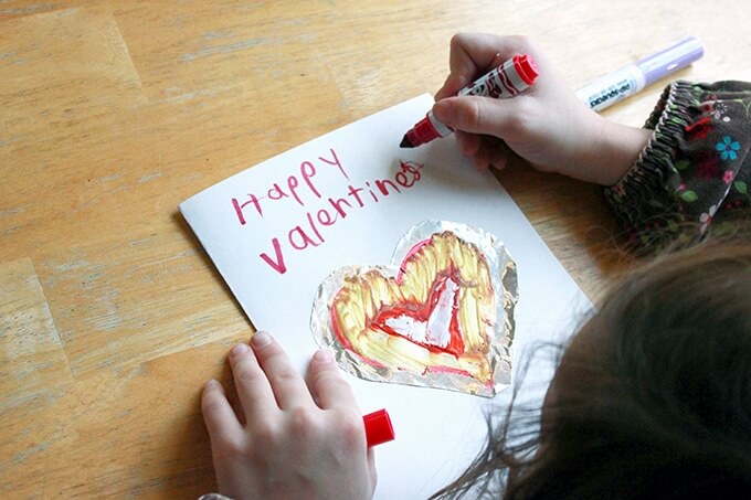 Beautiful Foil Heart Card Crafts For Toddlers