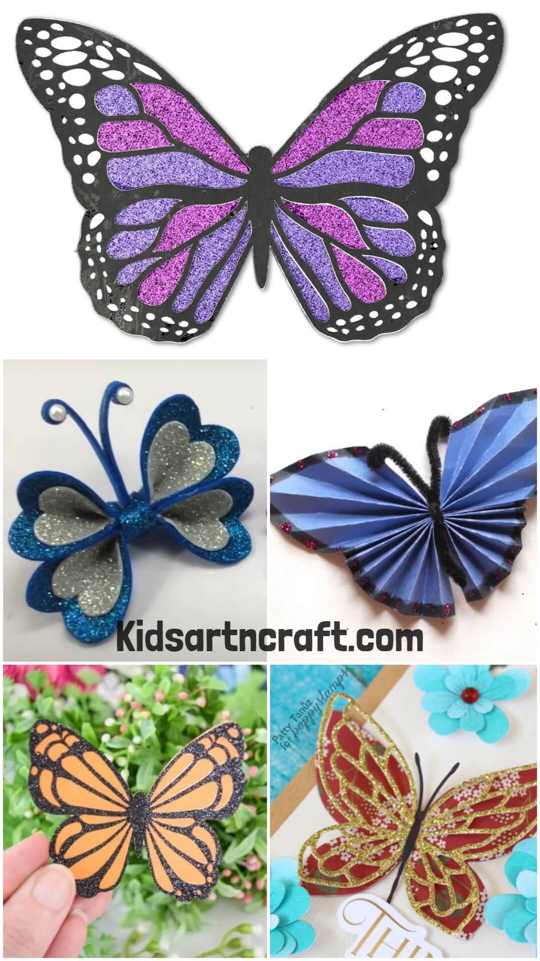Beautiful Glitter Paper Butterfly Crafts