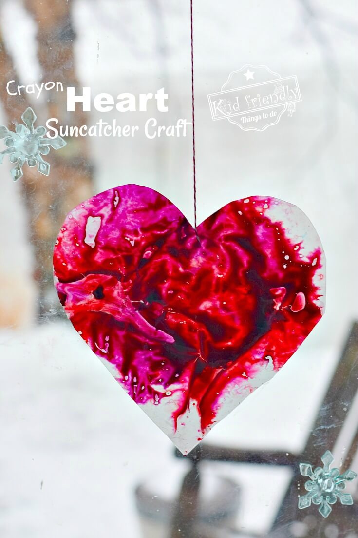 Beautiful Heart Suncatcher Craft Made With Wax Paper & Crayon