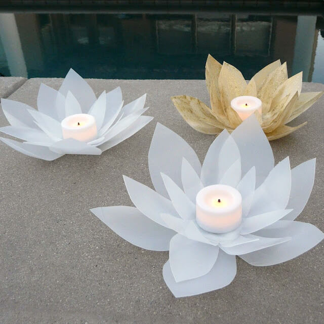 Beautiful Milk Jug Votive Candle Holder Flower Craft Idea