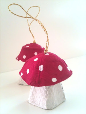 Beautiful Mushroom Ornament Craft Idea Using Egg Carton