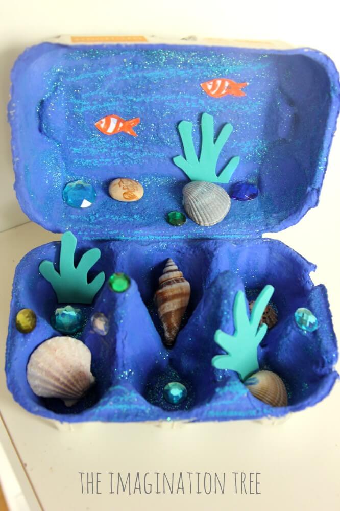Beautiful Ocean Scenery Craft Idea Using Egg Tray Box Ocean Animal Egg Carton Crafts