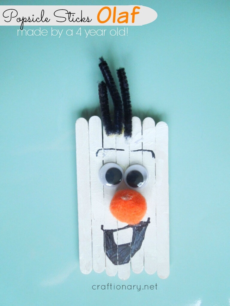 Beautiful Olaf Face Craft Idea Using Popsicle Sticks