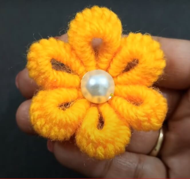 Beautiful Orange Woolen Flower Craft