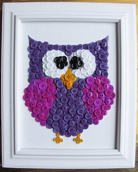 Beautiful Owl Craft Using Buttons