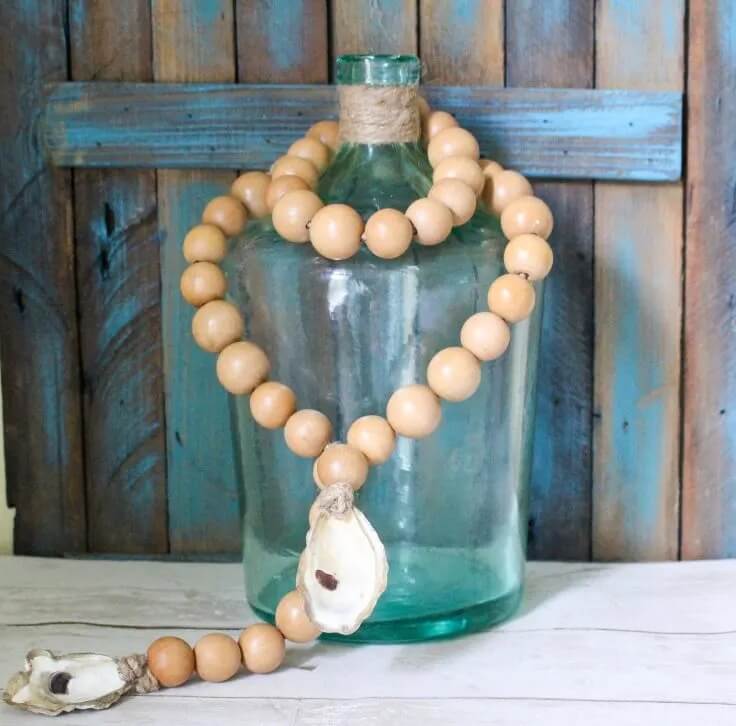 Beautiful Oyster Shell Decoration Craft With Wood Beads