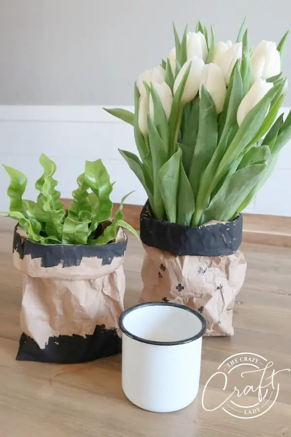 Beautiful Paper Bag Vases Crafting Idea