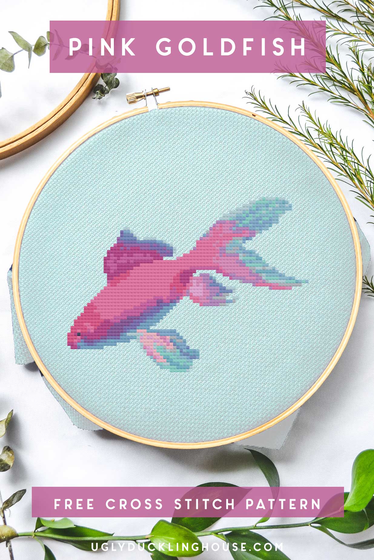 Beautiful Pink Goldfish Cross Stitch Pattern Idea