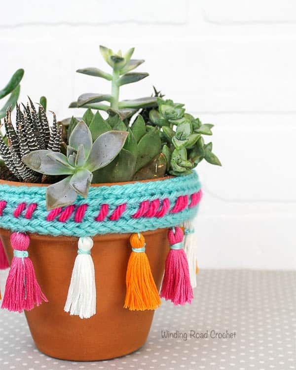 Beautiful Plant Pot Rim Cover Craft With Embroidery Floss Embroidery Floss Crafts For Adults