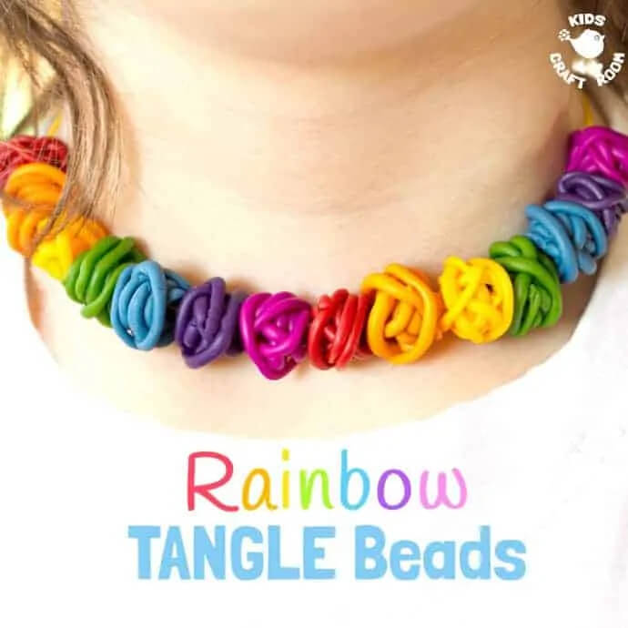 Beautiful Rainbow Beads Necklace For Kids Using Clay